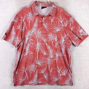 Sunday Swagger Polo Shirt Men 2XL Pink Palm AOP Tropical Stretch Performance